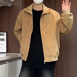 JK5018/P65春装新款纯色个性短款设计立领飞行员夹克男潮流外套图片