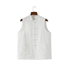 夏季风棉麻背心盘扣中式复古透气无袖马甲MK20-P35，男装背心/马甲，星座217-5