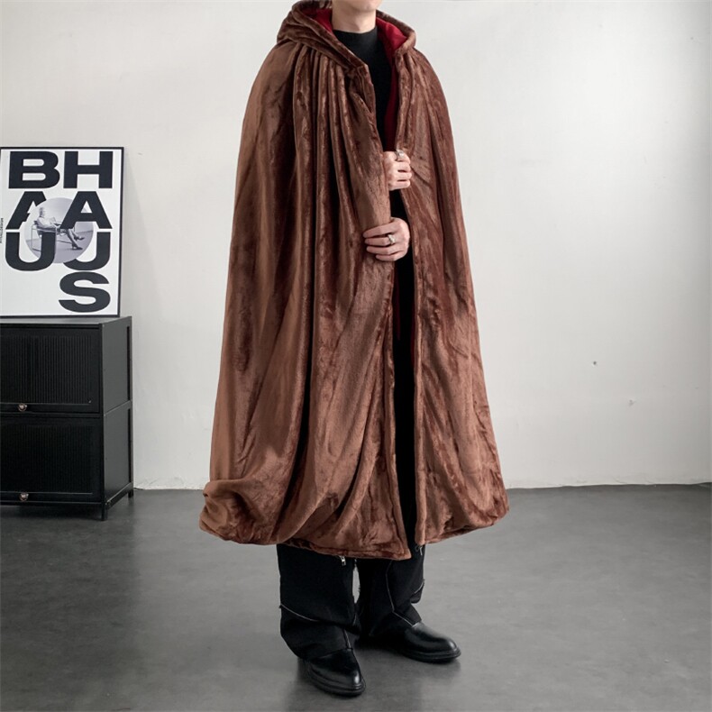 现货秋冬季毛呢绒御寒斗篷居士男女打坐披风加厚加厚风保暖披肩,男装棉衣,星座909