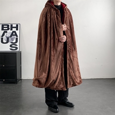 现货秋冬季毛呢绒御寒斗篷居士男女打坐披风加厚加厚风保暖披肩，男装棉衣，星座909