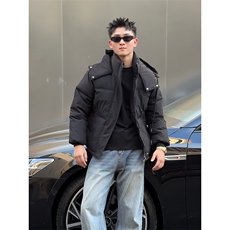 B10/P108控148冬季黑色系休闲百搭工装式连帽棉衣外套男黑首1，男装棉衣，星座305B