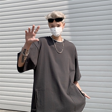 2024新款口袋短袖日系宽松bf男女半袖t恤百搭简约现货T1750-P32，男装T恤，星座512-4