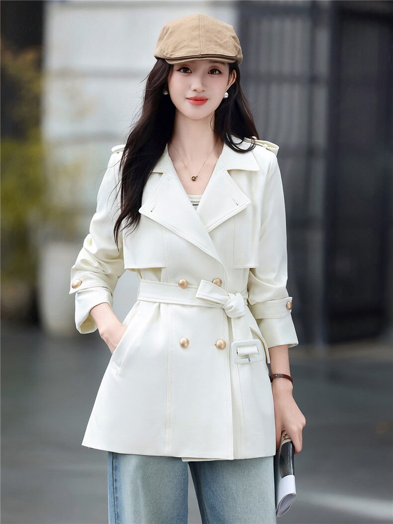 高端时尚双排扣女2026秋新款气质宽松显瘦西装领风衣外套送腰带,女装风衣,火爆靓佳人