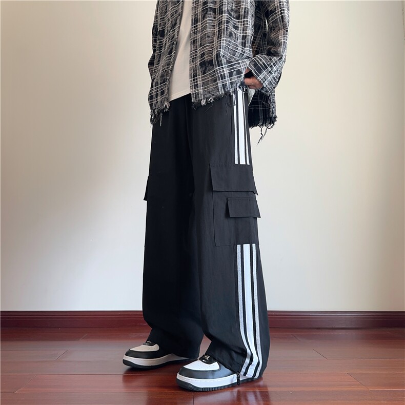 秋季新款INS潮流条纹设计大口袋宽松工装裤B315-K24268-特p40控78,男装工装外套,电商B315