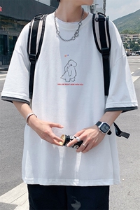 JT55140-P25 假两件短袖t恤男大码胖子半袖体恤半截袖 港风图片