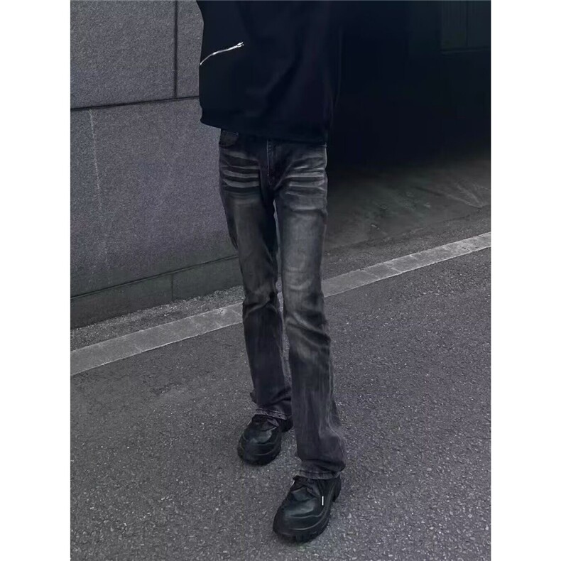 美式高街男女弯刀微喇水洗牛仔裤S306 P44图片