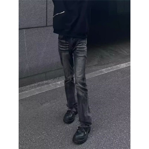 美式高街男女弯刀微喇水洗牛仔裤S306 P44图片