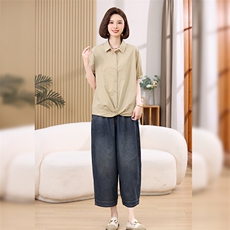 叶笙衣套装2521-125衬衣领上衣阔腿裤套装，女装套装/套裙，叶笙衣