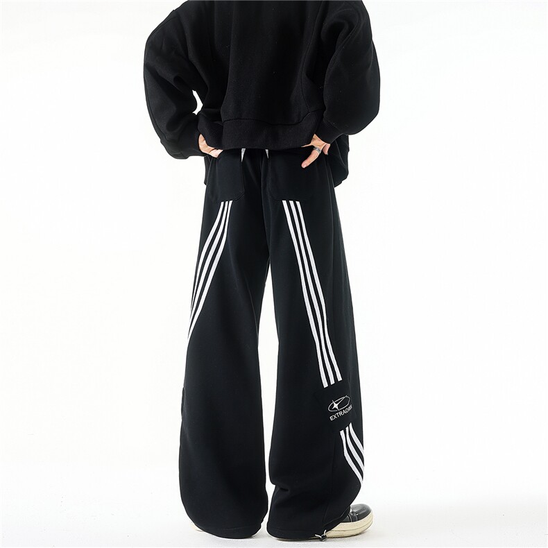 重磅运动条纹卫裤大码拼接设计感三条杠裤子阔腿休闲裤KZ1985/P58,男装休闲裤,电商B238