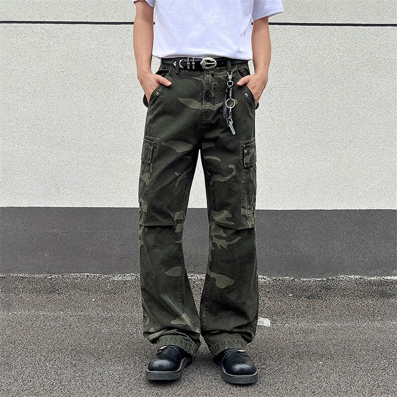 重磅秋冬复古水洗迷彩直筒裤工装休闲裤A436-6252H-P85125，男装工装外套，电商A436