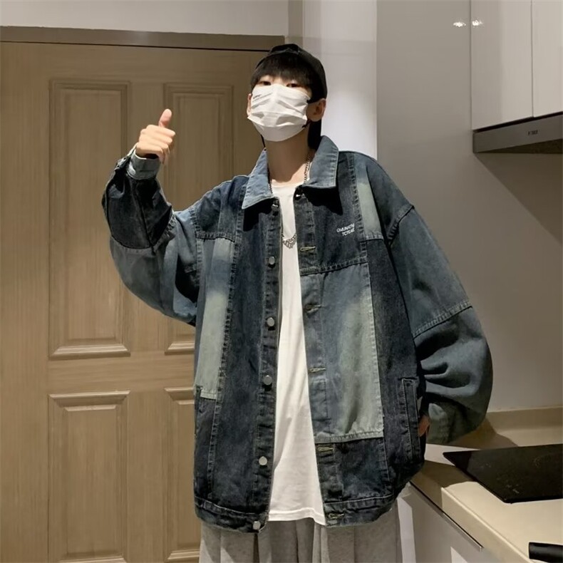 设计感小众水洗拼接翻领夹克春秋潮牌宽松百搭M2057-P70,男装夹克,星座1109-3