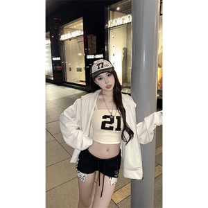 高品质春装新款美式高街潮牌解构设计休闲连帽卫衣男女慵懒风外套图片
