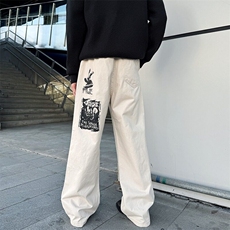 美式休闲裤男士韩版潮流高街帅气印花2026春季ins长裤K6110-P51，男装休闲裤，星座412-2