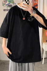 YT26238-P30亚短袖t恤男大码五分袖男宽松七分袖海报风，男装T恤，电商A040