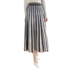 女士秋冬保暖羊毛半身裙竖条纹简约羊毛，女装半身裙，蒙莲贝斯