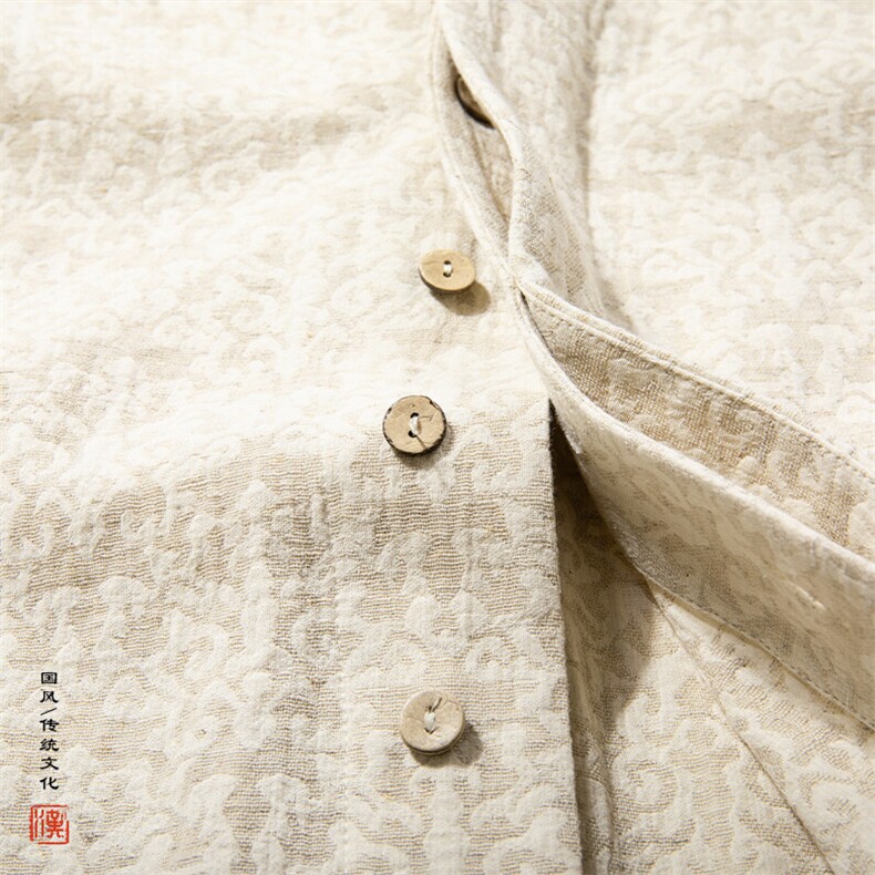 春装新款风男装棉麻提花男士改良汉服男士衬衫C248P75,男装衬衫,钱塘802