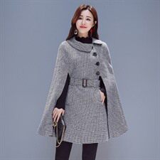 斗篷潮流2022秋冬优雅外套百搭毛呢腰带外套时尚简约气质，女装毛呢外套，时尚俏佳人
