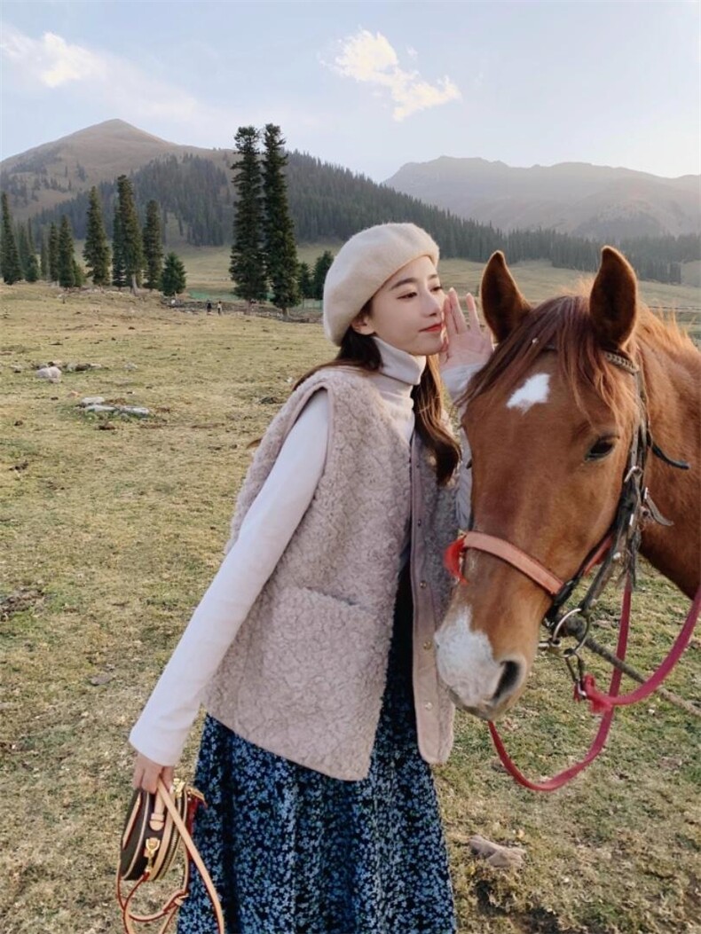 皮毛一体马甲，女装马甲，唯品