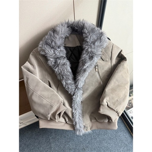 1506-1/M82451/P108冬季座山雕连帽毛领棉衣男女宽松保暖夹克棉服图片