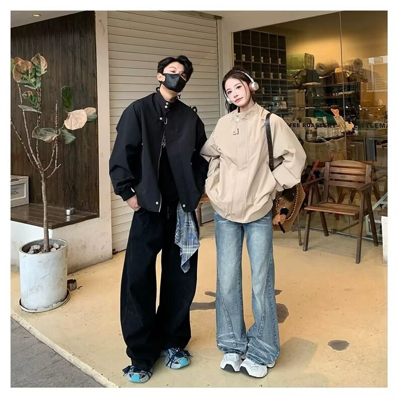 美式复古立领外套男女情侣2025春秋新款宽松休闲工装夹克,男装夹克,星座506A