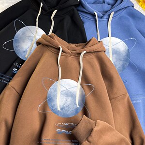 WY2241-P35 加绒款-P40 纯棉连帽卫衣男大码运动帽衫宽松薄图片