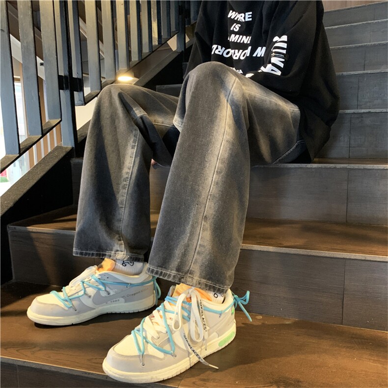 牛仔裤男春秋季宽松直筒休闲长裤中性潮牌oversize裤子N1825-P45,男装牛仔裤,星座1008