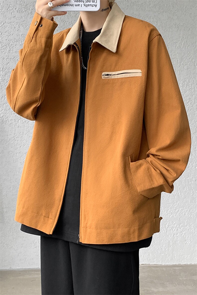 8XL-M水洗做旧帆布短款夹克男款vintage美式复古工装外套JK003P98,男装夹克,电商B312