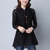 长袖纯色镂空修身韩版百搭甜美时尚2021年春季蕾丝衫/雪纺衫，女装蕾丝衫/雪纺衫，丽影随形