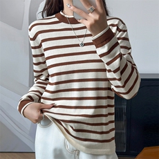 2025秋冬新款圆领纯棉女加厚毛衣内搭保暖针织百搭打底针织衫，女装针织衫/毛衣，洁纯羊绒