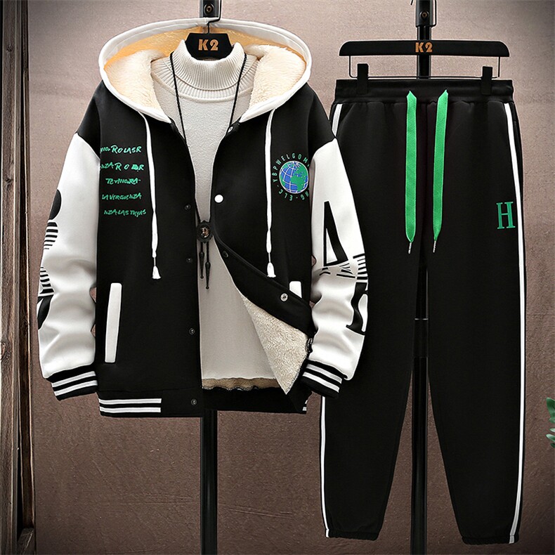 新款冬季卫衣棒球服连帽夹克男装青少年运动休闲套装DF316-2P85,男装休闲套装,电商A086