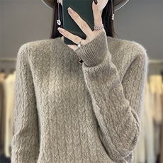 显瘦高级感羊毛加厚圆领羊毛衫2024年秋季，女装羊毛衫，邓利维