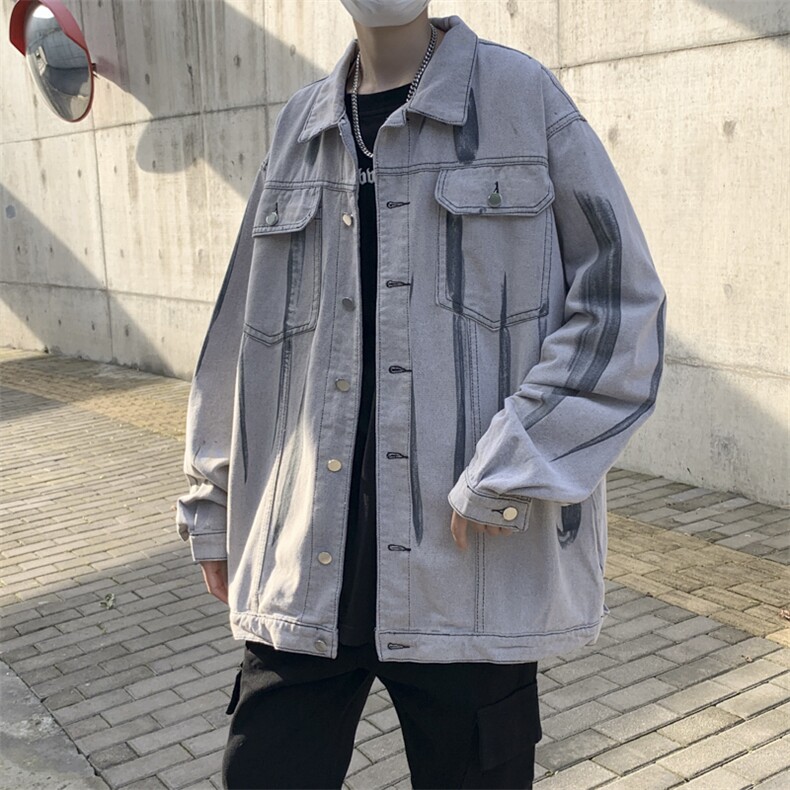 秋季ins港风水洗扎染渐变宽松休闲牛仔夹克外套男JK02099-P70,男装夹克,星座308B-1
