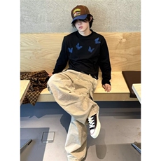 暗黑挪威篮蝴蝶印花长袖小众宽松高街长袖上衣T9928-P37，男装T恤，星座208-5