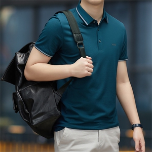 polo衫中年商务休闲男装夏季新款男士短袖T恤半袖翻领宽松上衣服图片
