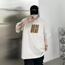 重磅美式复古短袖T恤男夏季纯棉宽松凉感潮牌上衣服T30477-p35，男装T恤，星座1008