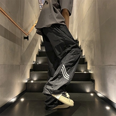 秋冬季ins潮牌宽松直筒阔腿裤运动裤男休闲长裤QK320-P32加绒42，男装休闲裤，星座1008