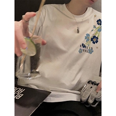 万针全刺绣解构设计260克重磅双纱纯棉高品质美式高街短袖T恤特39，男装T恤，电商A486
