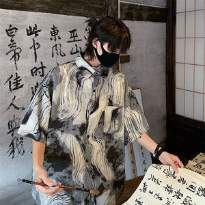 特批P25无差价夏季风透气凉感冰丝宽松休闲短袖衬衫男士CD892图片
