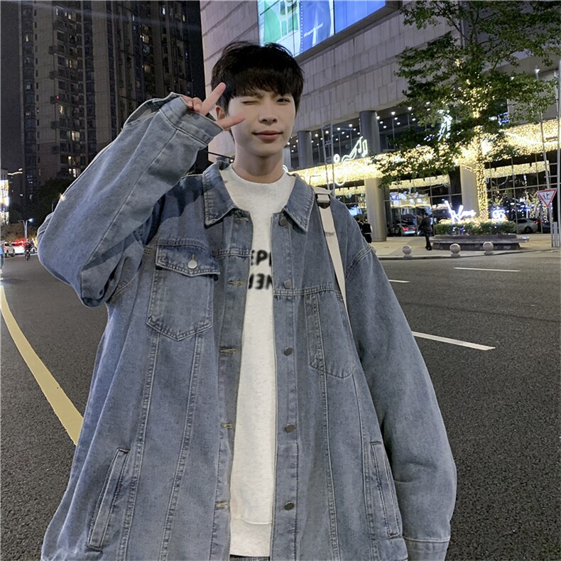 春季牛仔外套男ins潮牌潮流bf慵懒风宽松休闲复古夹克JK01206-P60,男装夹克,星座308B-1