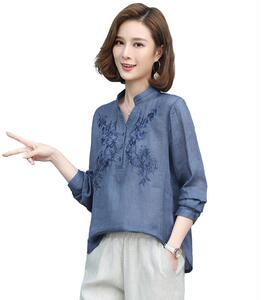 棉麻女2023春秋新款大码时尚中年妈妈苎麻上衣亚麻裤子图片
