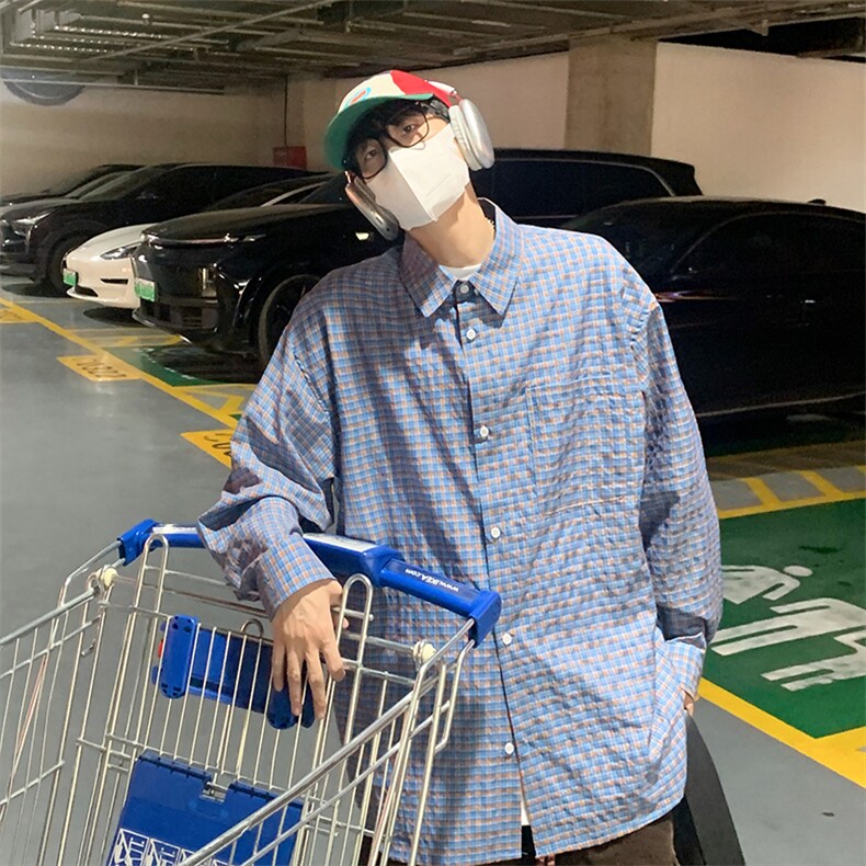特P40无差价夏季新款潮流设计格子防嗮衬衫-HS2278日系相机风,男装衬衫,电商A003