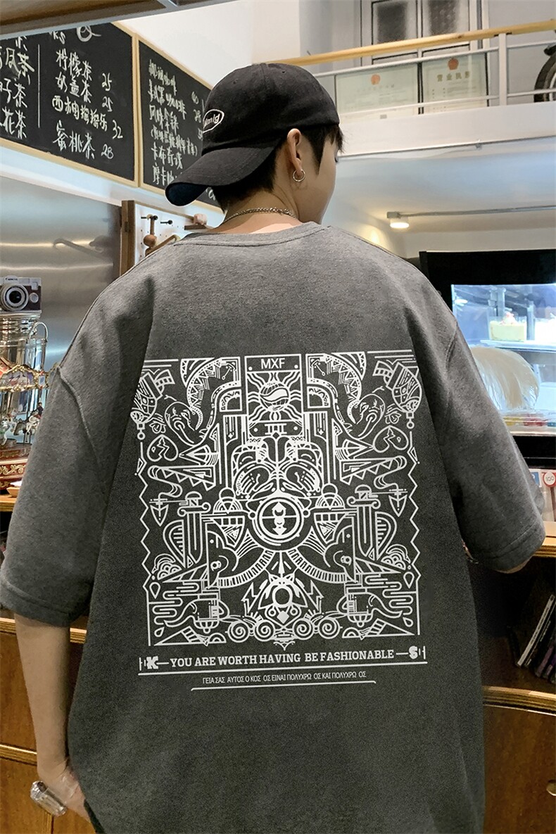 量大优可提供视频2024夏季新美式短袖T恤D223A-T24182-P18,男装T恤,电商019-1