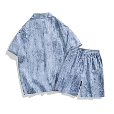 套装夏季潮牌痞帅宽松印花短袖衬衫短裤休闲两件套A436-T10-P60，男装衬衫，电商A436