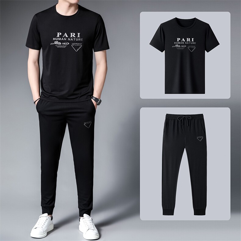 中老年男士运动服套装2023夏季新款冰丝免烫爸爸休闲跑步三件套,男装休闲套装,电商B212（原钱塘6029）