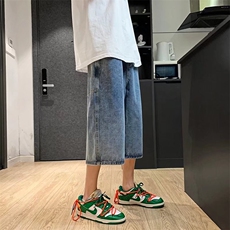牛仔短裤男垂感直筒七分裤潮流宽松老爹裤痞帅阔腿中裤D3073-P40，男装牛仔裤，星座1008