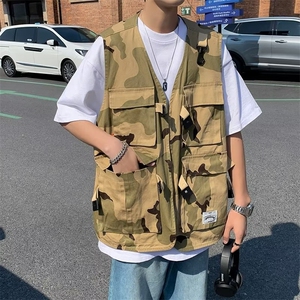 男日系V领百搭青春流行新款文艺慵懒气质潮标准马甲秋季ins潮流图片