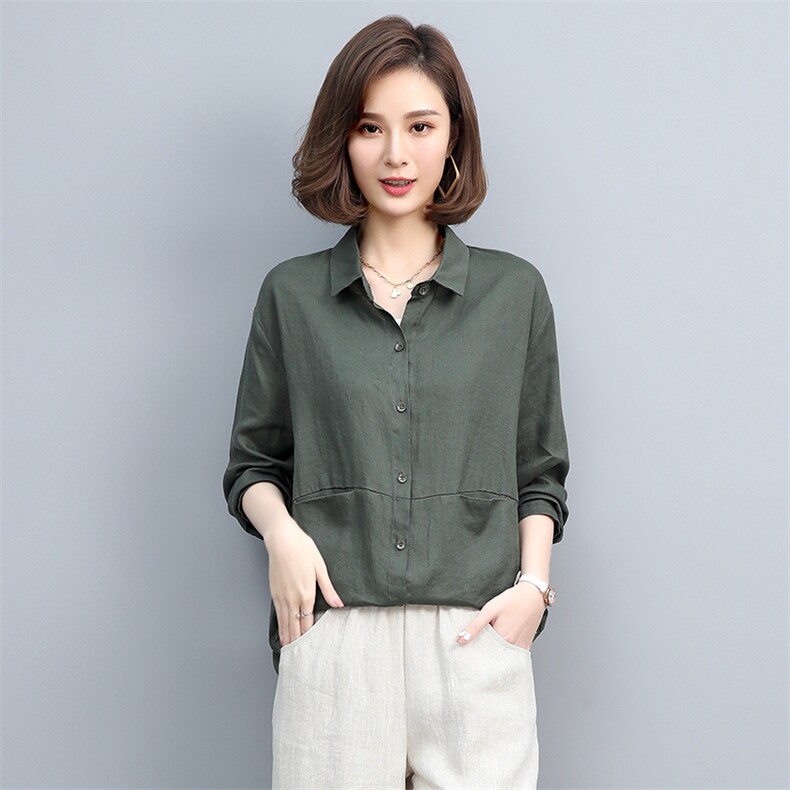 棉麻衬衫女装亚麻上衣2025年春夏季新款妈妈防晒衣长袖女士外套薄,女装衬衫,依恋蒂丝