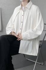 CS1159-特P33控58秋季潮流大码拼接高级感痞帅衬衫宽松外套男，男装衬衫，电商A059