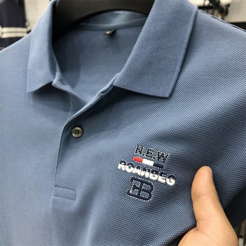 2023夏季新款男士短袖T恤polo衫中年商务休闲男装薄款翻领上衣男,男装Polo衫,电商B212（原钱塘6029）