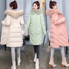 冬季羽绒棉服女中长款2025新款棉衣收腰修身显瘦时尚加厚学生棉袄，女装棉衣/棉服，关键词